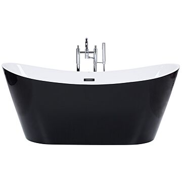 Bath Black With Silver Sanitary Acrylic Single 180 X 78 Cm Freestanding Modern Beliani