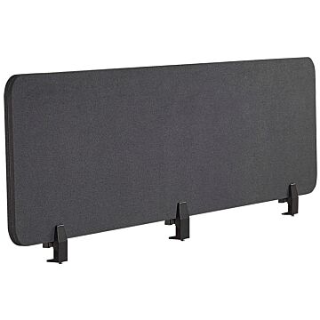 Desk Screen Dark Grey Pet Board Fabric Cover 180 X 40 Cm Acoustic Screen Modular Mounting Clamps Home Office Beliani