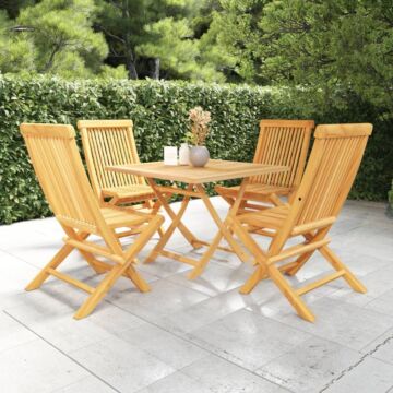 Vidaxl 5 Piece Garden Dining Set Solid Teak Wood