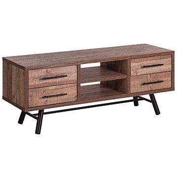 Tv Stand Light Wood Up To 57ʺ Tv Recommended 2 Shelves 4 Drawers Minimalist Beliani