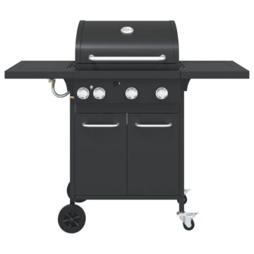 Vidaxl Gas Bbq Grill With 4 Burners Black Powder-coated Steel