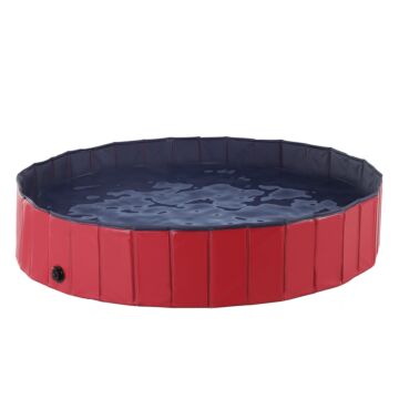 Pawhut 160 X 30h Cm Pet Swimming Pool - Red/dark Blue Pvc