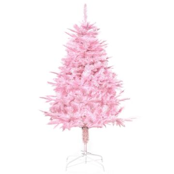 Homcom 4ft Pop-up Artificial Christmas Tree Holiday Xmas Holiday Tree Decoration With Automatic Open For Home Party, Pink
