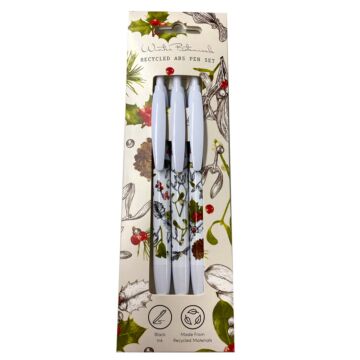 Recycled Abs 3 Piece Pen Set - Christmas Winter Botanicals