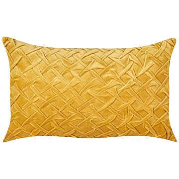 Decorative Cushion Yellow Velvet 30 X 50 Cm Square Modern Traditional Living Room Bedroom Pillow Beliani