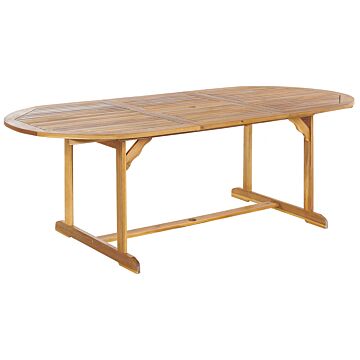 Outdoor Dining Table Light Acacia Wood 8 Seater Extending Rustic Design Beliani