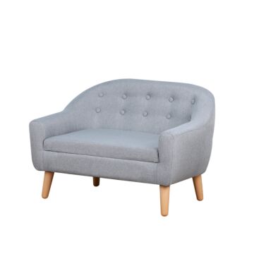 Homcom Kids Mini Sofa Children Armchair Seating Chair Bedroom Playroom Furniture Wood Frame Grey