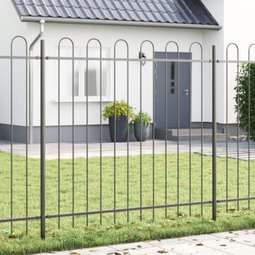 Vidaxl Garden Fence With Hoop Top Grey 10.2x1.5 M Steel