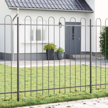 Vidaxl Garden Fence With Hoop Top Grey 10.2x1.5 M Steel