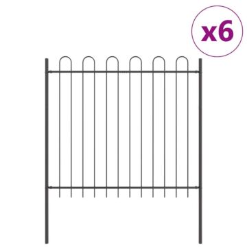 Vidaxl Garden Fence With Hoop Top Grey 10.2x1.5 M Steel