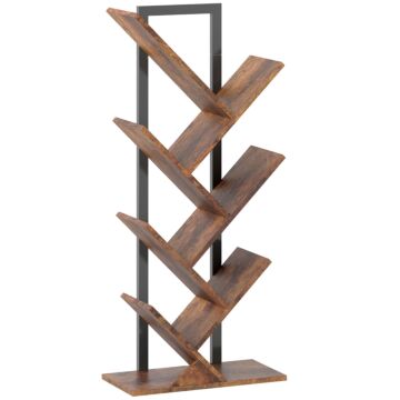 Homcom Six-section Tree Bookcase - Wood-effect