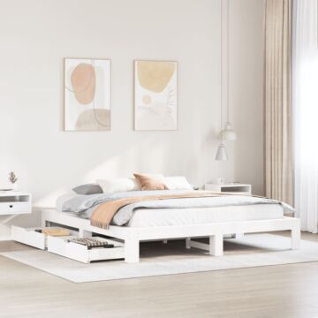 Vidaxl Bed Frame Without Mattress White 200x200 Cm Solid Wood Pine