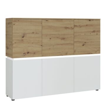 Luci 6 Door Cabinet (including Led Lighting) In White And Oak