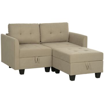 Homcom 'l' Shape Modular Storage Sofa - Light Brown