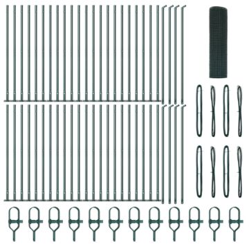 Vidaxl Welded Wire Fence With 13 Flanged Posts Green 0.4x100 M Steel