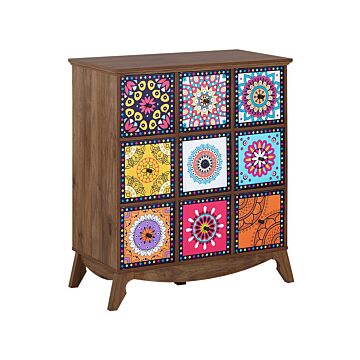 Sideboard Multicolour Moroccan Style With 9 Drawers Vintage Boho Beliani