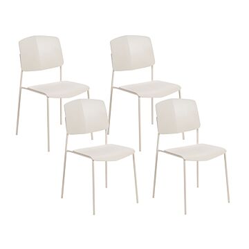 Set Of 2 Dining Chairs Beige Plastic Contemporary Modern Design Dining Room Seating Beliani