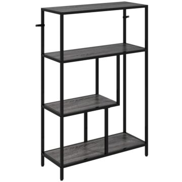 Homcom 4-tier Bookshelf With Open Shelves - Charcoal Grey