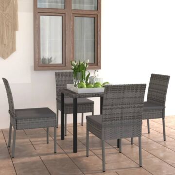 Vidaxl 5 Piece Outdoor Dining Set With Cushions Poly Rattan Grey