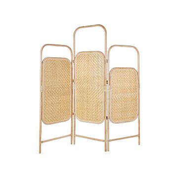 Room Divider Natural Rattan And Bamboo 3 Panels Folding Decorative Screen Partition Beliani
