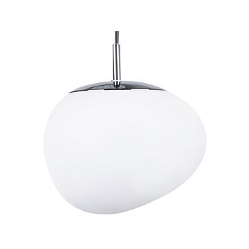 Pendant Lamp White Glass Silver Elements Irregular Shape 1 Light Modern Beliani