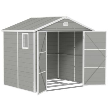 Outsunny 7.9ft X 6.2ft Aluminium Frame And Plastic Wall Shed, With Foundation - Light Grey