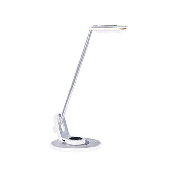 Led Desk Lamp Silver Metal Table Lighting Reading Computer Lamp Adjustable Arm Dimmer Colour Temperature Usb Port Beliani