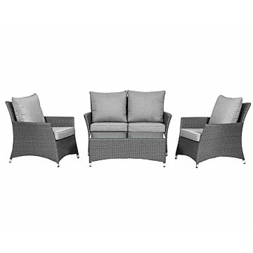 Paris 4 Seater 4pc Lounging Coffee Set 2 Seater Sofa, 2 Armchairs With Coffee Table Including Cushions