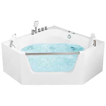 Bathtub Corner Acrylic With Massage Function Whirlpool 1500 X 1500 Mm With Headrests Classic Design Beliani