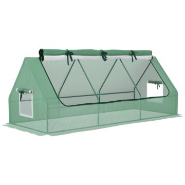 Outsunny Portable Small Polytunnel With Mesh Windows For Indoor And Outdoor, 240x90x90cm, Green