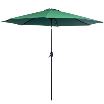 Outsunny 3(m) Tilting Parasol Garden Umbrellas, Outdoor Sun Shade With 8 Ribs, Tilt And Crank Handle For Balcony, Bench, Garden, Green