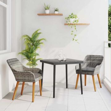 Vidaxl 3 Piece Garden Dining Set Grey Poly Rattan