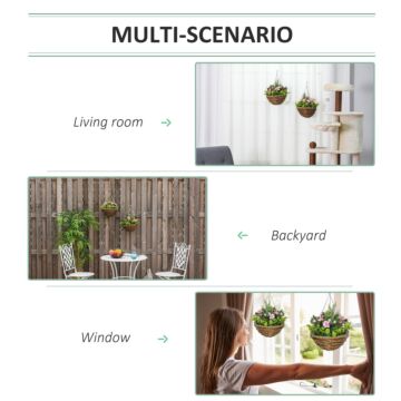 Outsunny Set Of 2 Artificial Plant Lisianthus Flowers Hanging Planter With Basket For Decoration