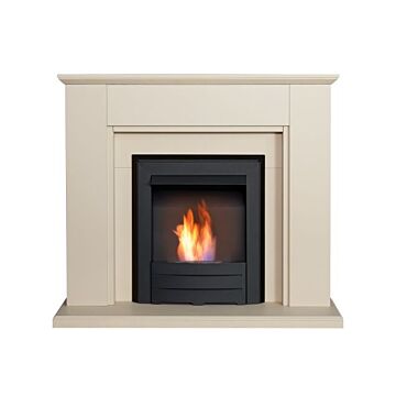 Adam Greenwich Fireplace Suite In Stone Effect With Colorado Bio Ethanol Fire In Black, 45 Inch