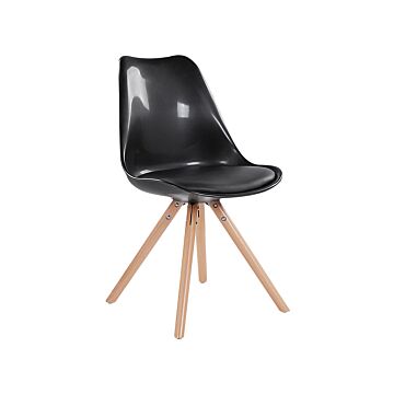 Dining Chairs Black Faux Leather Seat Sleek Wooden Legs Modern Beliani