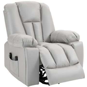 Homcom Lift Chair, Quick Assembly, Riser And Recliner Chair With Vibration Massage, Heat, Light Grey