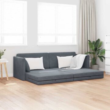 Vidaxl Floor Sofa Bed 2-in-1 Dark Grey 213x144x60 Cm Velvet