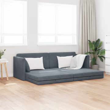 Vidaxl Floor Sofa Bed 2-in-1 Dark Grey 213x144x60 Cm Velvet