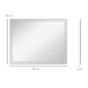 Kleankin Led Bathroom Mirror With Lights, Illuminated Makeup Mirror, Vanity Mirror With 3 Colour, Smart Touch, Anti-fog