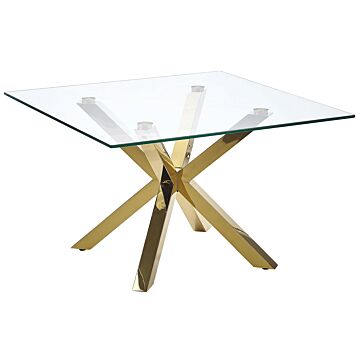 Coffee Table Light Wood Effect ⌀ 70 Cm Glass Top Round Side Table Living Room Modern Beliani