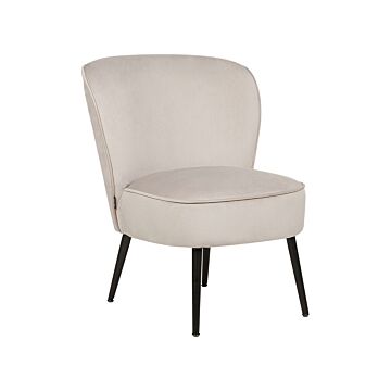 Armchair Taupe Velvet Fabric Armless Accent Chair Armless Metal Legs Modern Design Living Room Bedroom Beliani