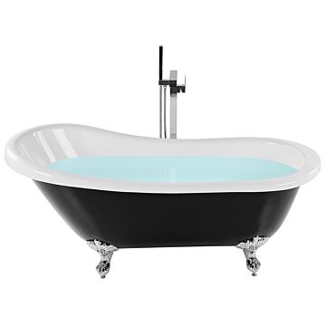Bath Black Sanitary Acrylic 153 X 77 Cm Freestanding Clawfoot Tub Traditional Retro Design Beliani