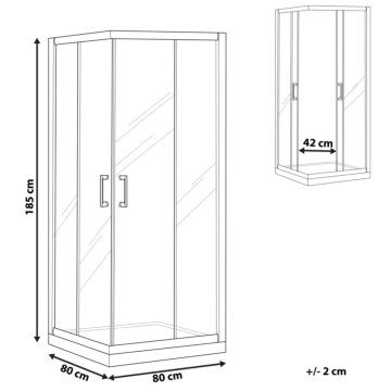 Shower Enclosure Silver Tempered Glass Aluminium Frame Double Door 80x80x185cm Modern Design Beliani