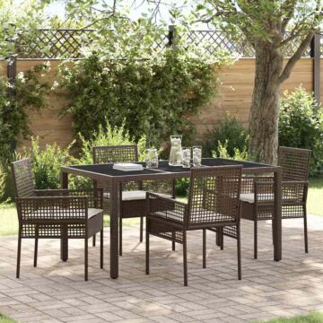 Vidaxl Garden Dining Set 5 Pcs Brown 150 X 90 X 75 Cm Poly Rattan