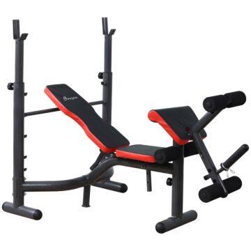 Homcom Multifunctional Weight Bench, For Arms, Legs, Abdomen - Red And Black