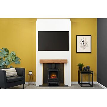 Acantha Pre-built Stove Media Wall 1 With Aviemore Electric Stove In Black