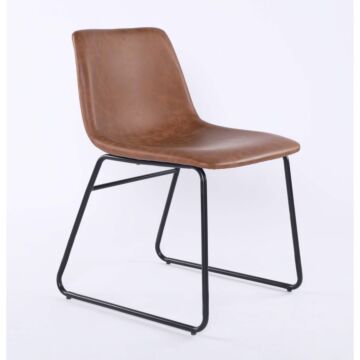 Meadow Pu Dining Chair Black & Tan (2s)