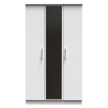 Devon Triple Mirrored Wardrobe In White