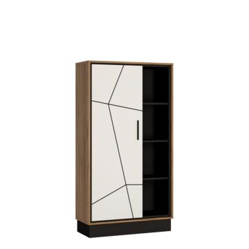 Brolo Wide 1 Door Bookcase In Walnut And White