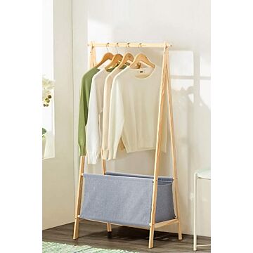 1-tier Portable Wooden Clothes Rack Garment Rack Storage Box Shelves Bedroom